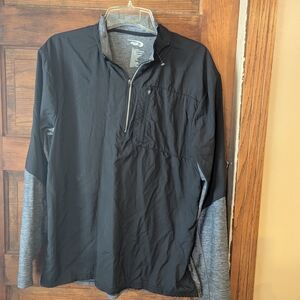 MTA Sport Black and Gray Lightweight Shirt Jacket with Stand-Up Collar